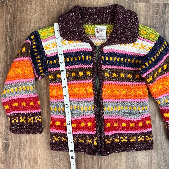 Yarina Threads Handmade Cotton/Wool Colorful Sweater Jacket Sz 2T/3T - Picture 5 of 8